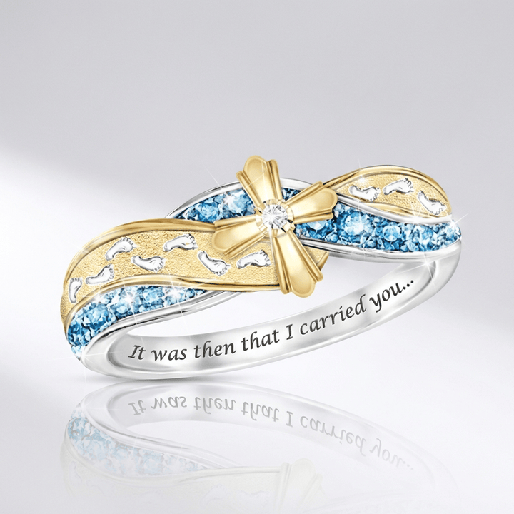 Handcrafted Silver Mom Ring with Zircon Accents