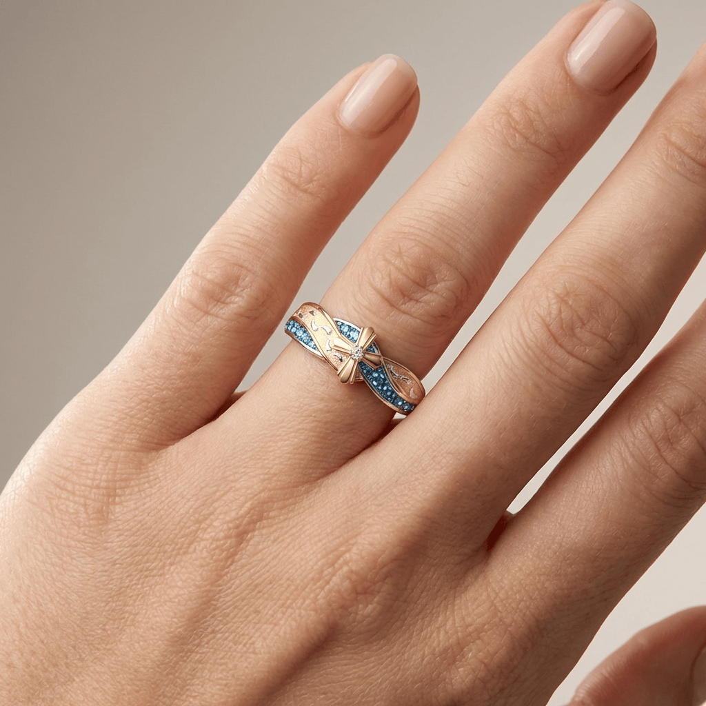 Handcrafted Silver Mom Ring with Zircon Accents