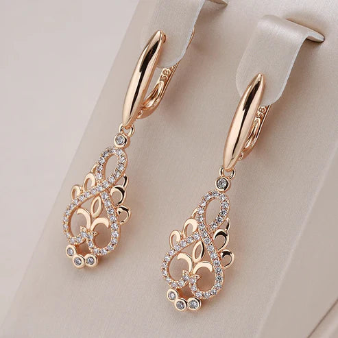 Gold Cubic Zirconia Elegant Earrings