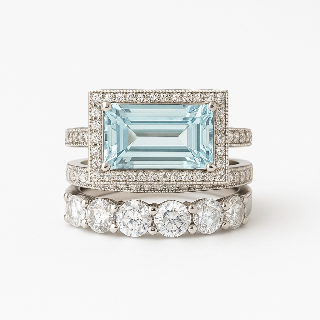Vintage Silver-Plated Turquoise Crystal Ring Set" can be rewritten as:

"Vintage Silver-Plated Turquoise Crystal Ring Collection