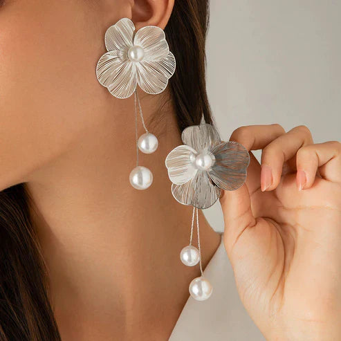 Bohemian Pearl and Petal Earrings