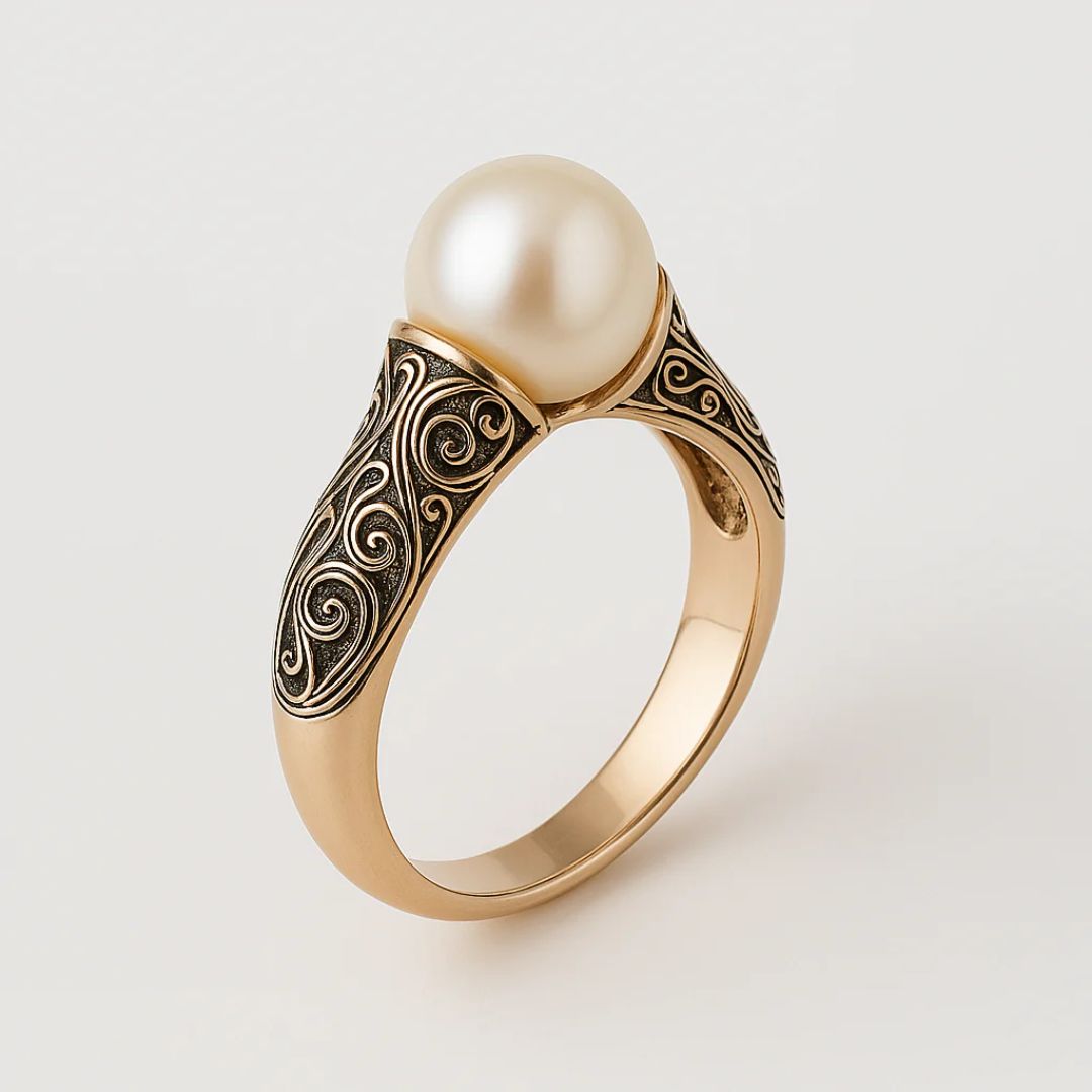 Classic Gold Ring with Vintage Pearls