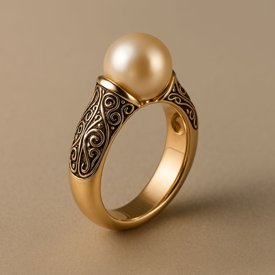 Classic Gold Ring with Vintage Pearls