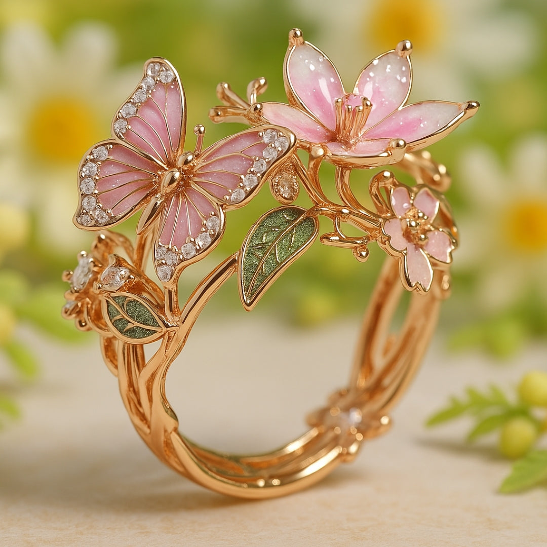 Stunning Natural Butterfly Zirconia Ring