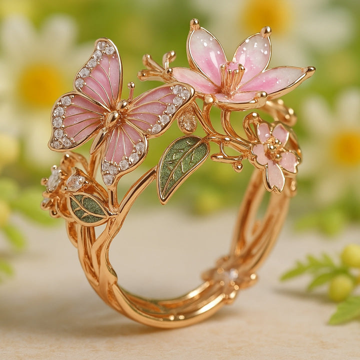 Stunning Natural Butterfly Zirconia Ring