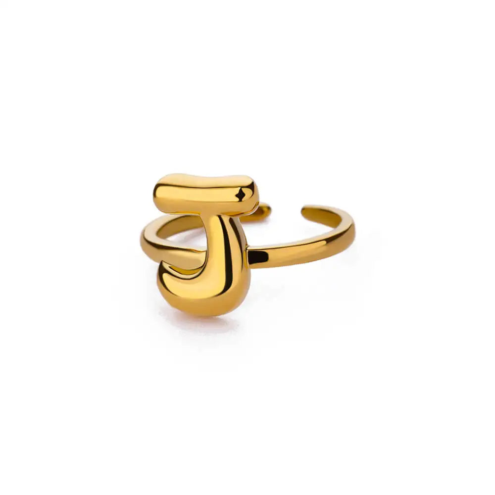 Adjustable Gold Bubble Letter Ring