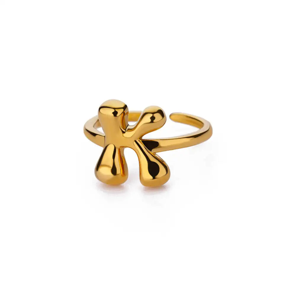 Adjustable Gold Bubble Letter Ring