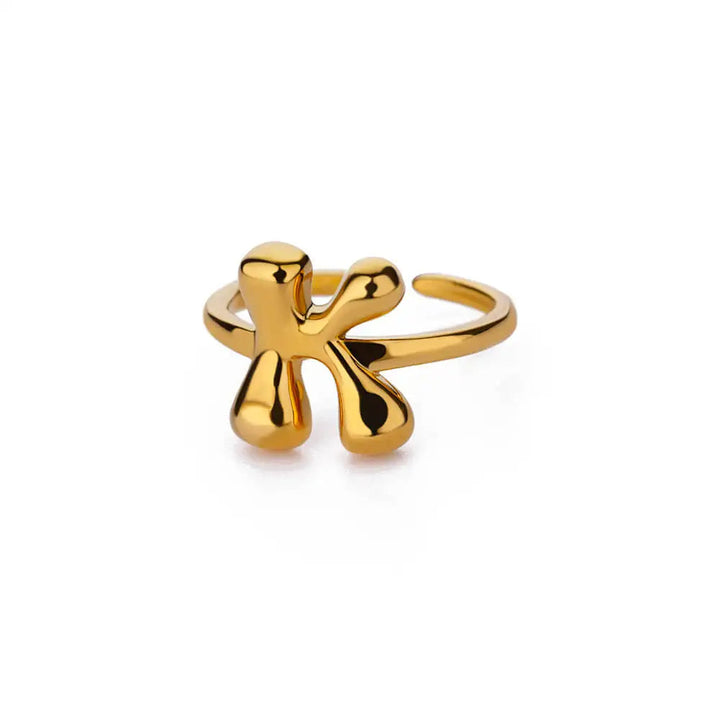 Adjustable Gold Bubble Letter Ring