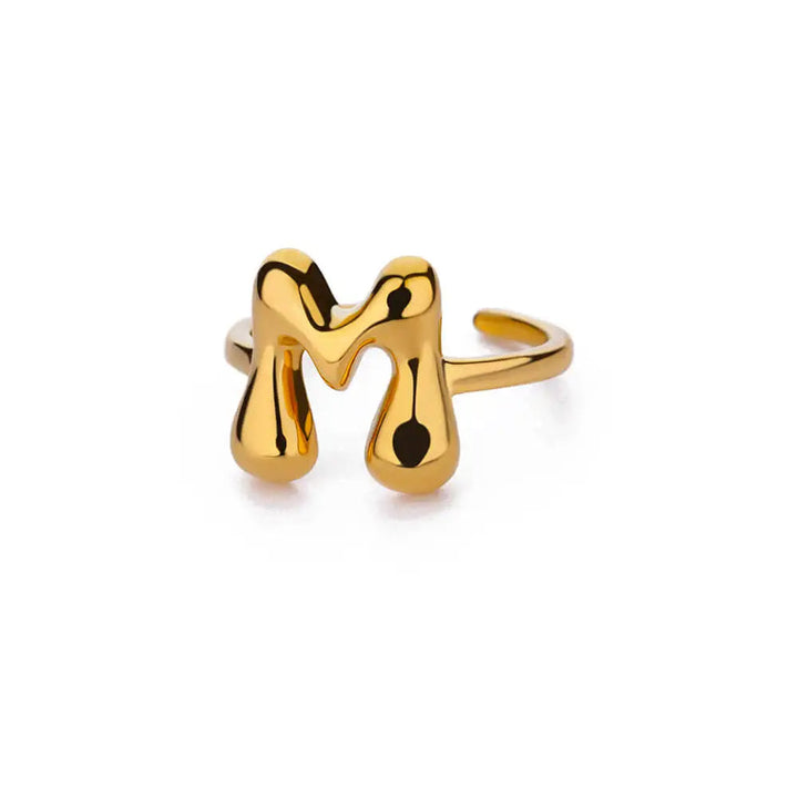 Adjustable Gold Bubble Letter Ring