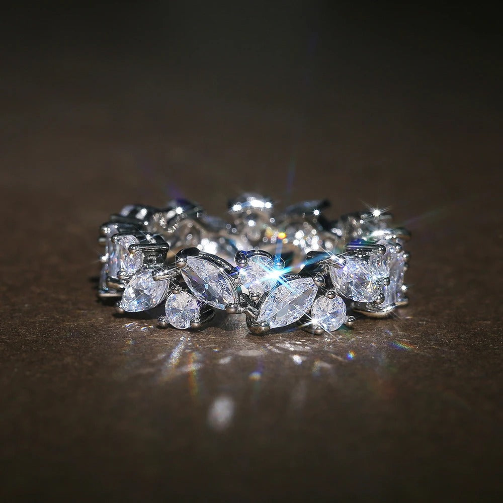 Vintage Eternity Ring with Round & Marquise Diamonds
