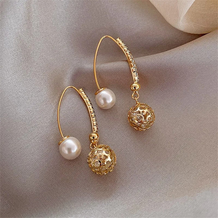 Classic Gold and Pearl Drop Earrings
