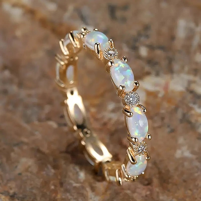 Vintage Opal Eternity Gold Ring