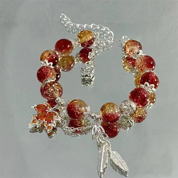 Silver Butterfly and Autumn Leaf Bracelet