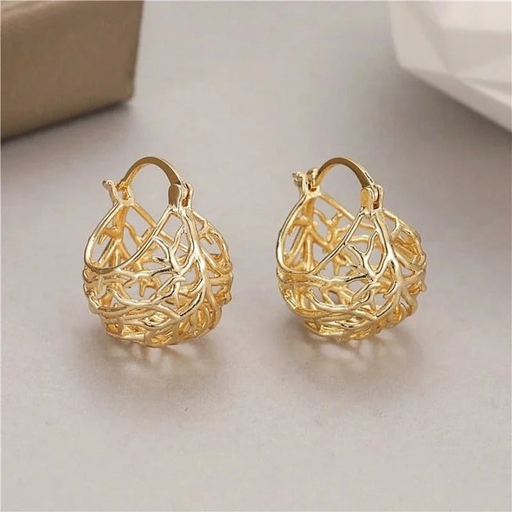 Vintage Hollow Gold Teardrop Earrings