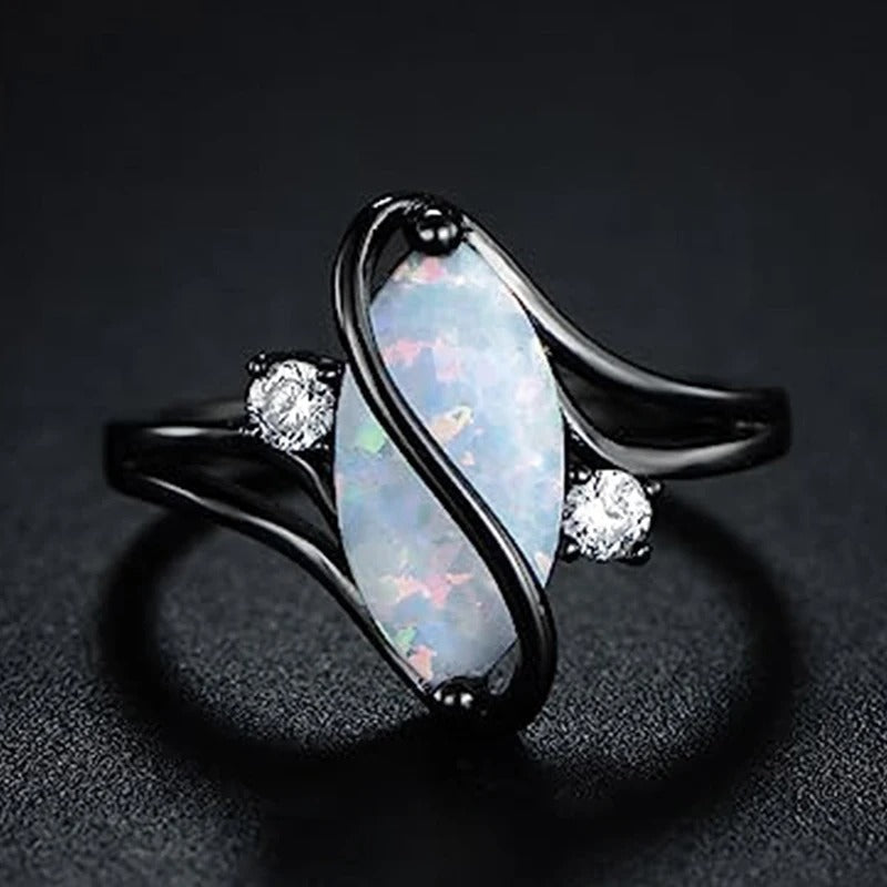 Classic Black Ring with Gemstone