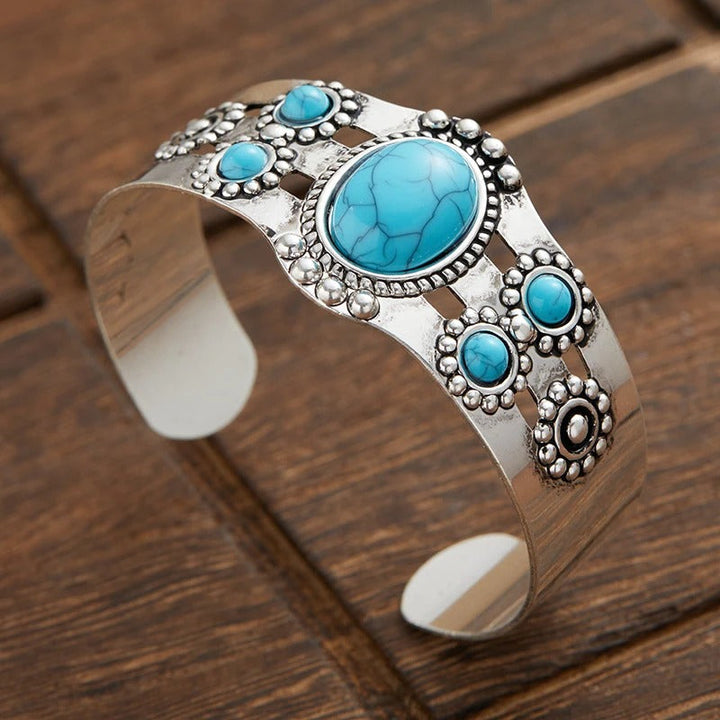 Vintage Adjustable Silver and Turquoise Bracelet