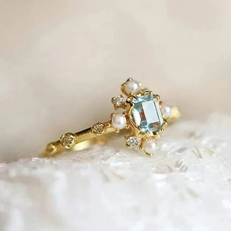 Vintage Light Blue Pearl Ring