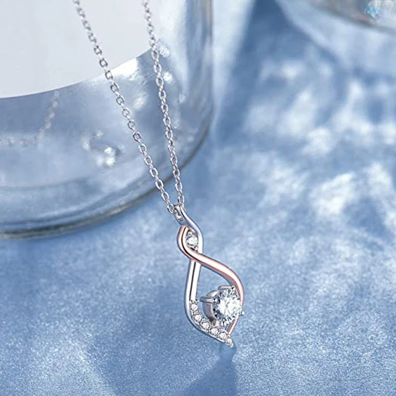 Twisted Silver & Crystal Necklace