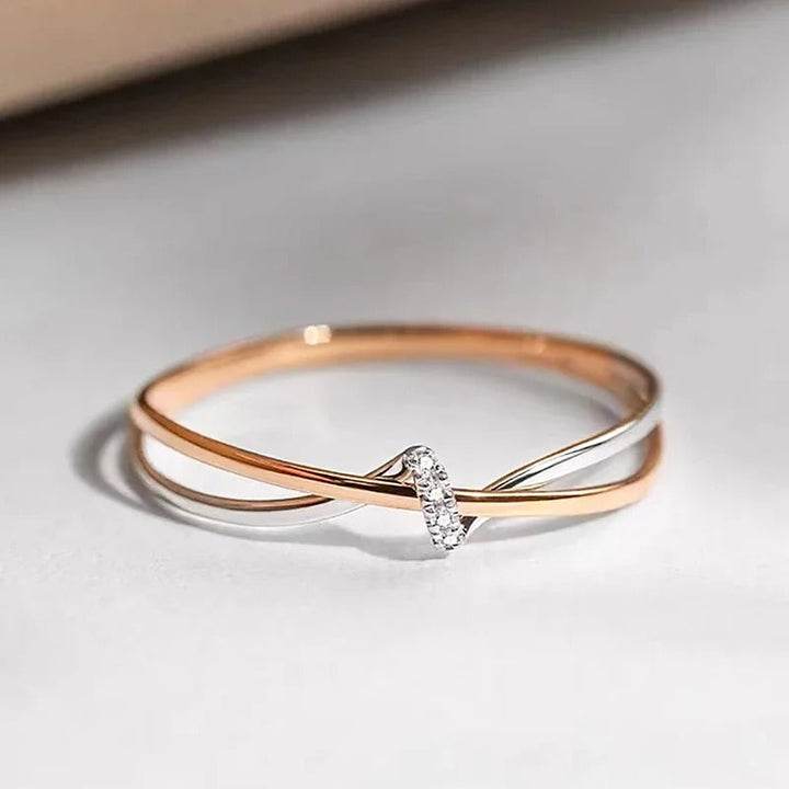 Rose Gold and Silver Intertwined Ring