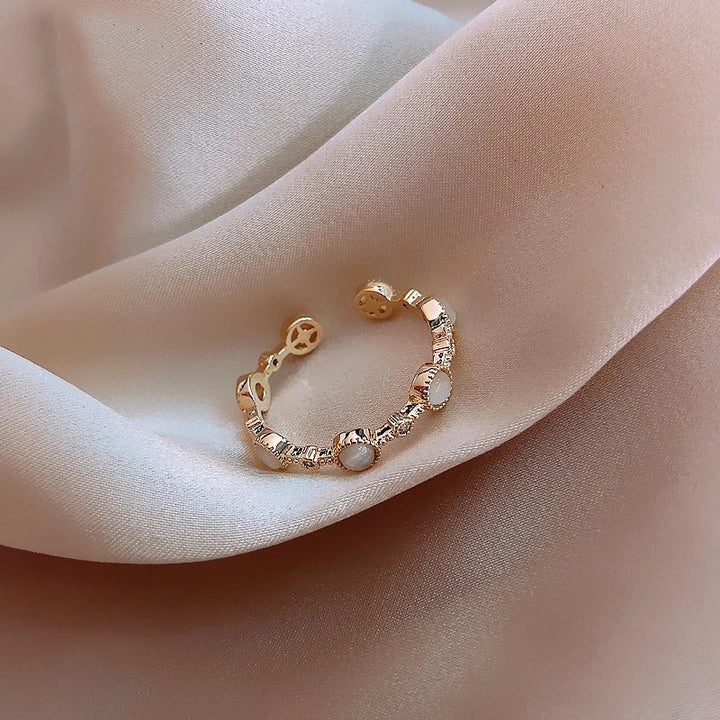 Gold & Crystal Classic Adjustable Round Ring