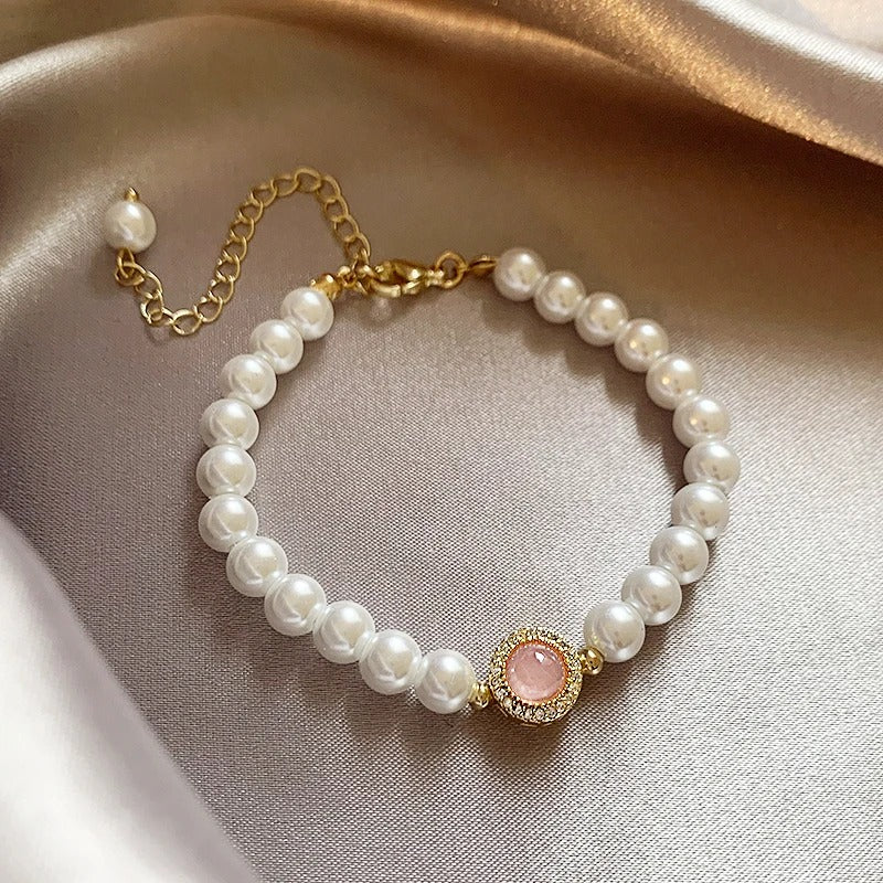 Vintage Pearl and Rose Quartz Bracelet