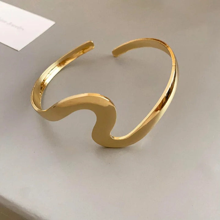 Classic Gold Wave Open Bracelet