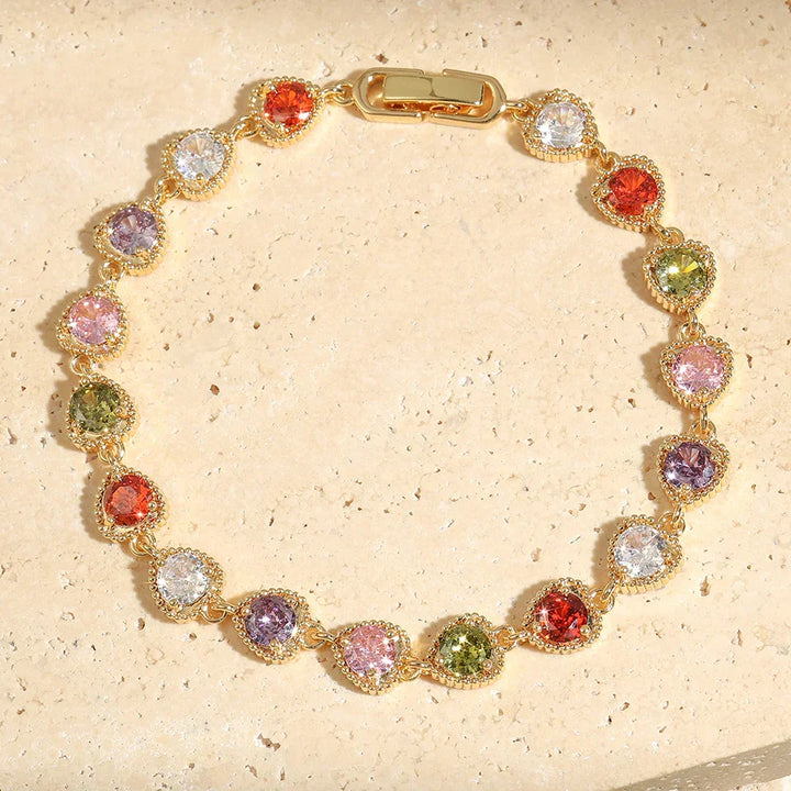 Vintage Gold Heart Rainbow Love Bracelet