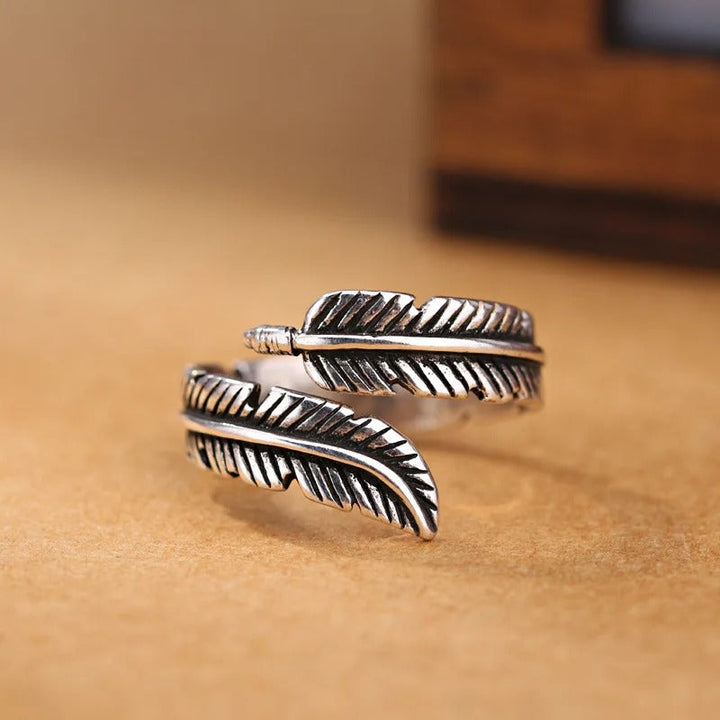 Adjustable Vintage Leaf Silver Ring