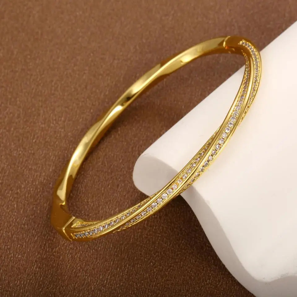 Elegant Gold Double Row Crystal Bracelet