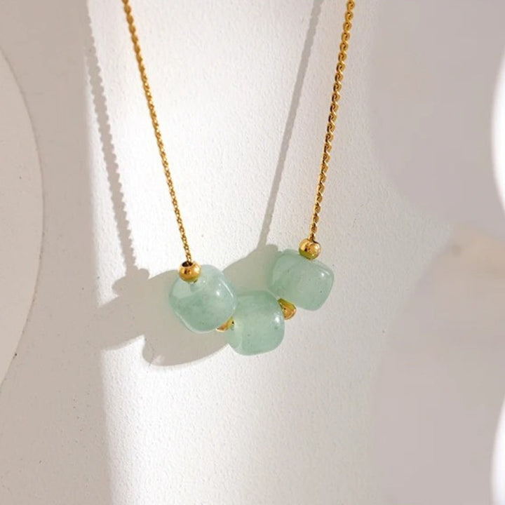 Vintage Gold Collar with Soft Green Gemstone