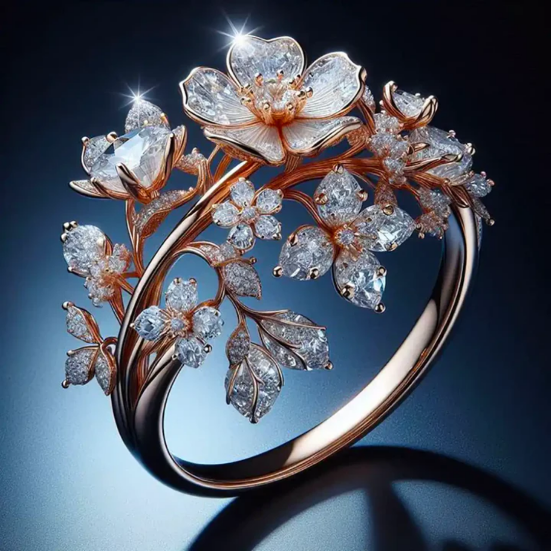 Radiant Crystal Flower Ring