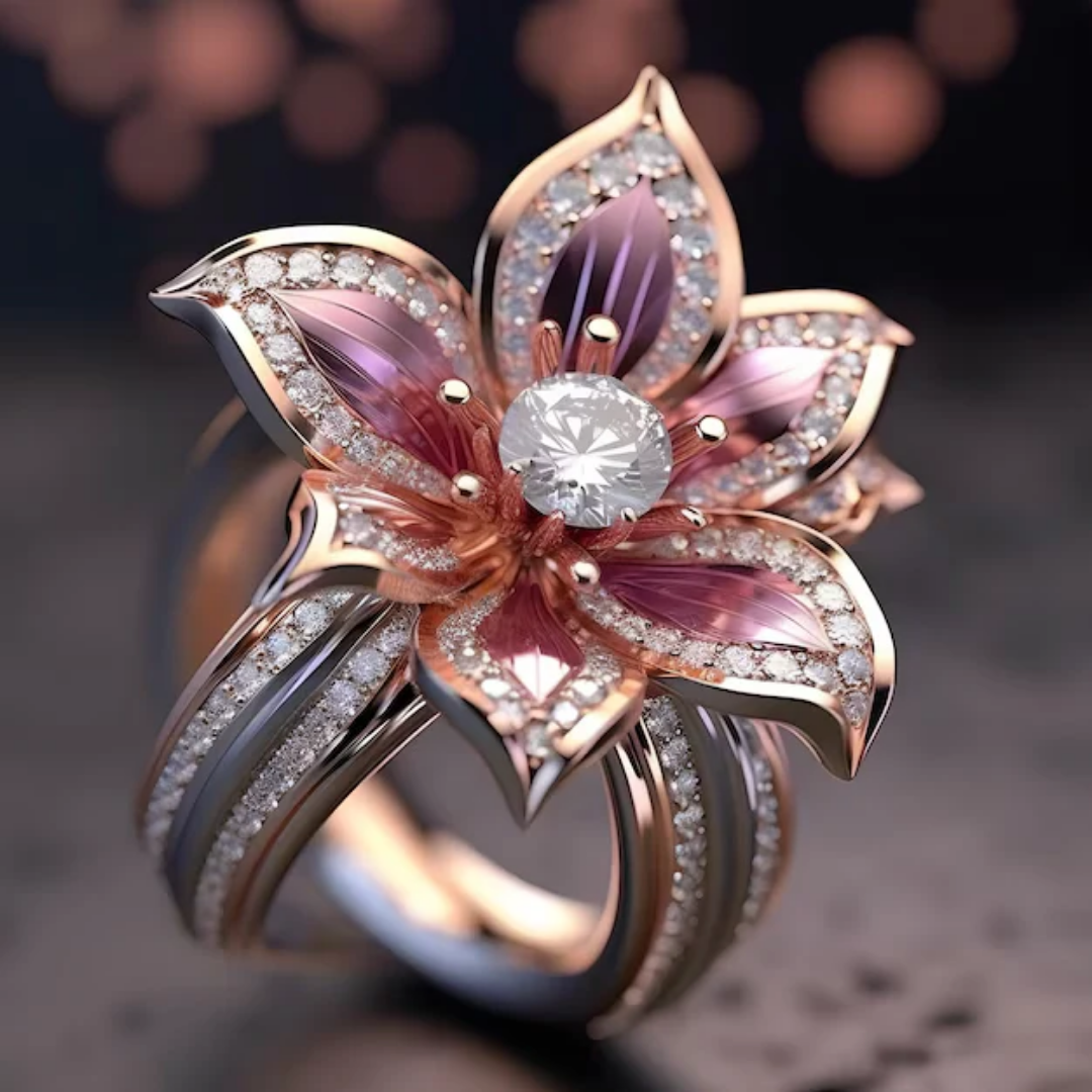 Exotic Pink Lotus Crystal Ring" can be rewritten as "Stunning Pink Lotus Crystal Ring.