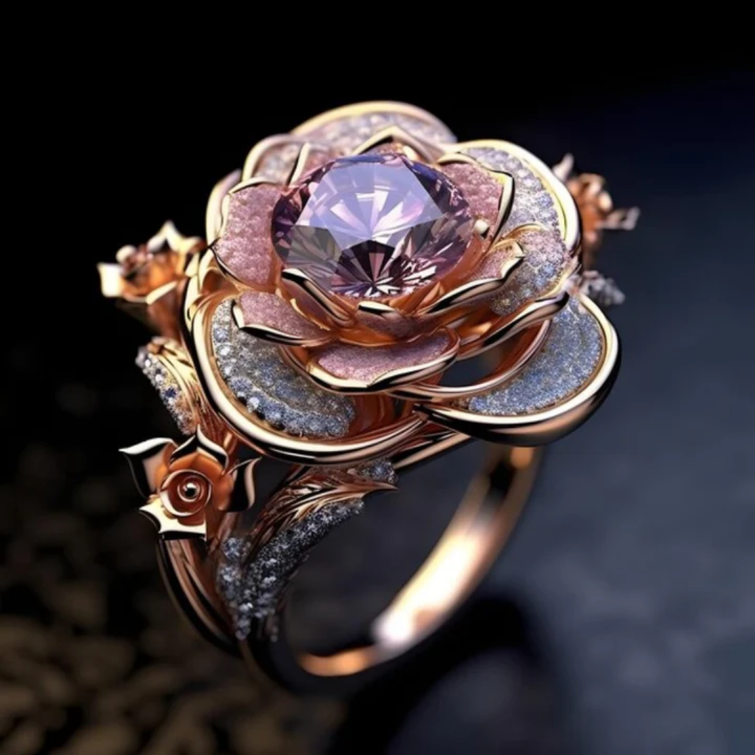 Radiant Layered Floral Ring