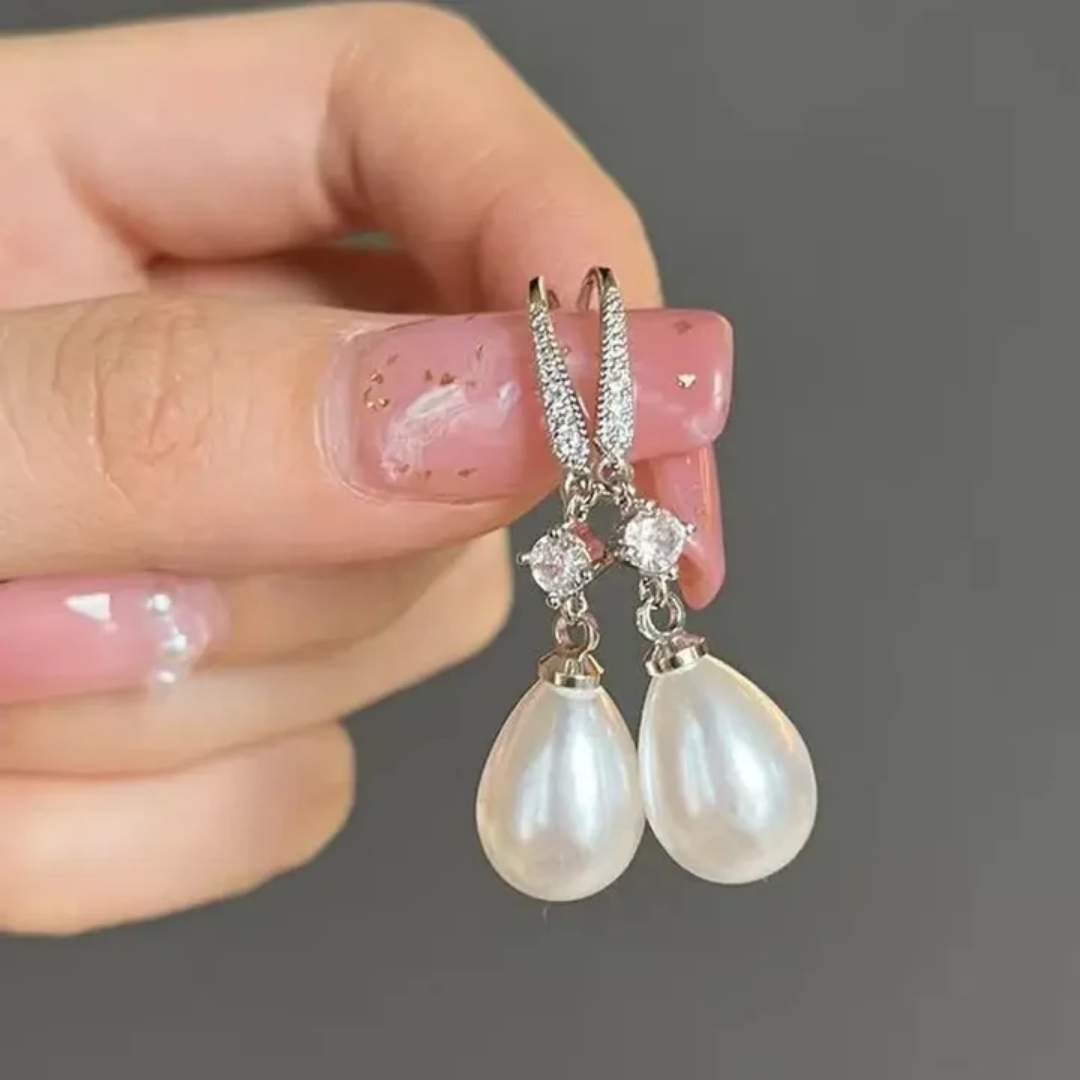 Sparkling Pearl Drop Earrings