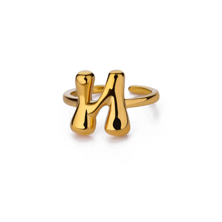 Adjustable Gold Bubble Letter Ring