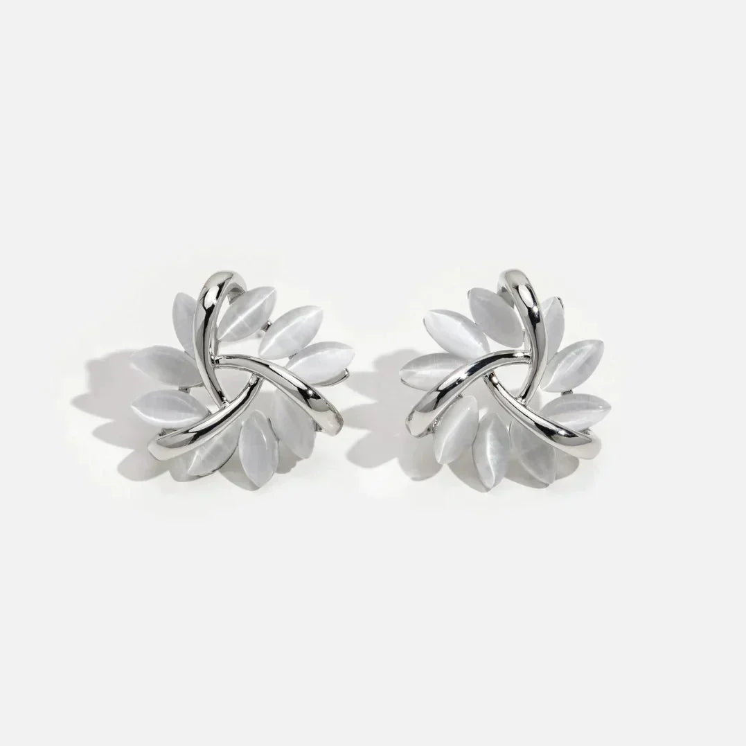 Gold Opal Petal Earrings