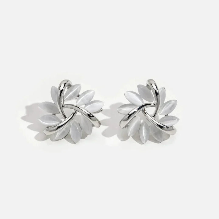 Gold Opal Petal Earrings