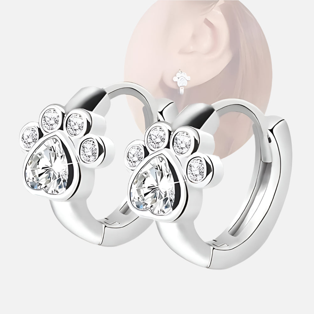 Sparkling Zirconia Hugging Paw Earrings