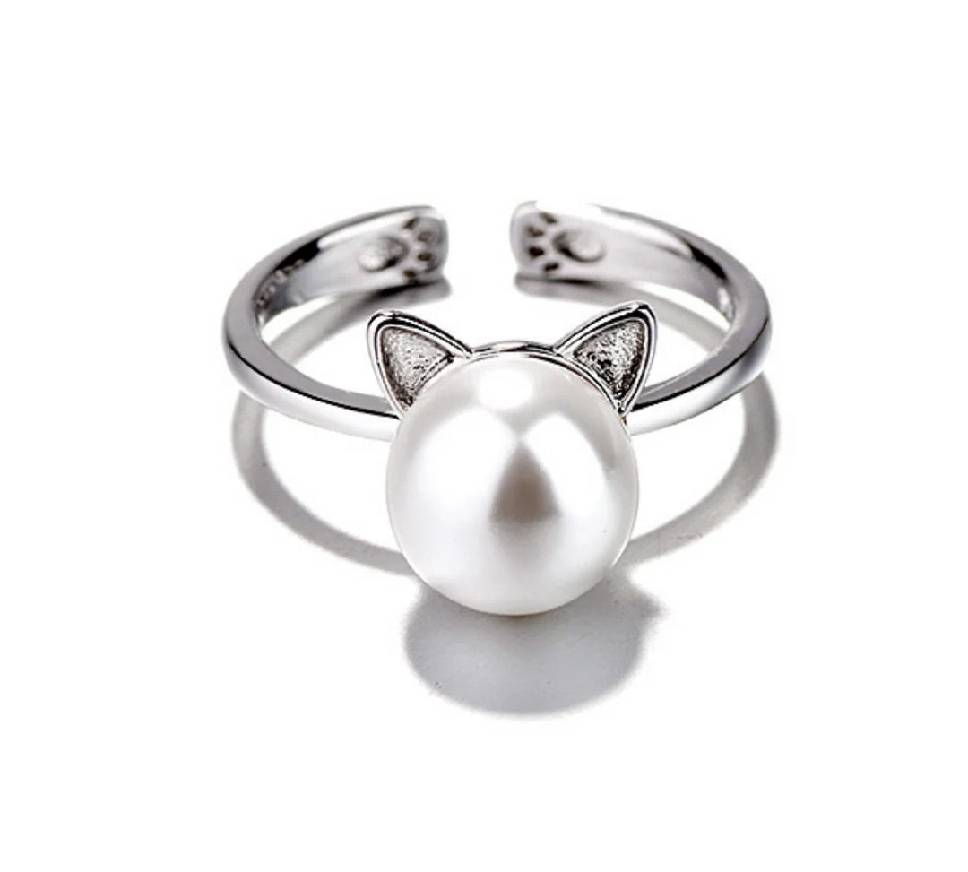 Cat Collar with Pearl, Earrings, and Bonus Gift Ring