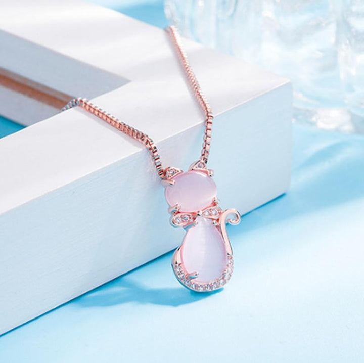 Charming Pink Stone Cat Collar with Zirconia Accents