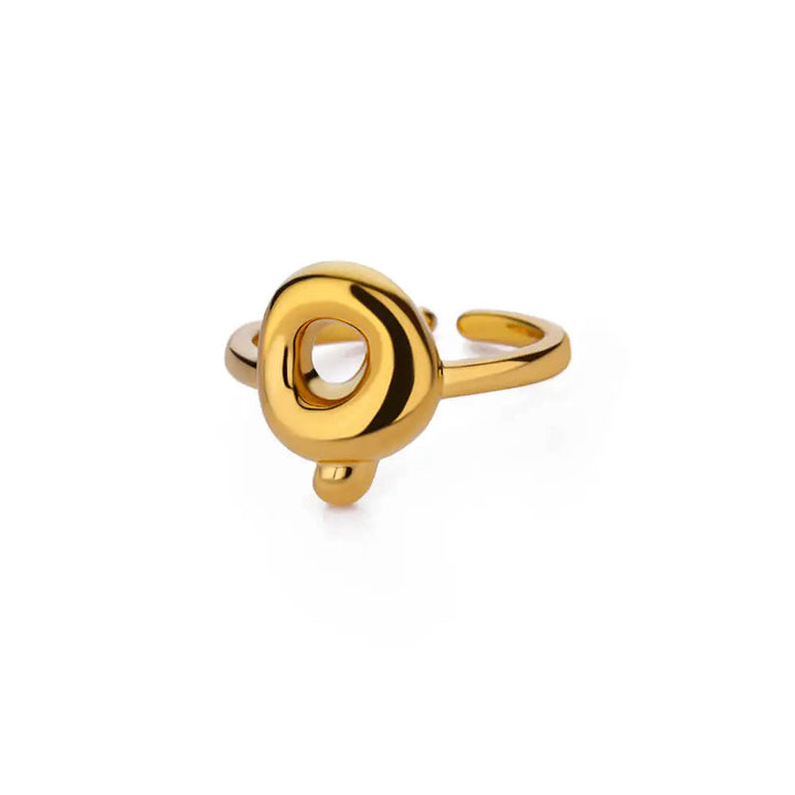 Adjustable Gold Bubble Letter Ring