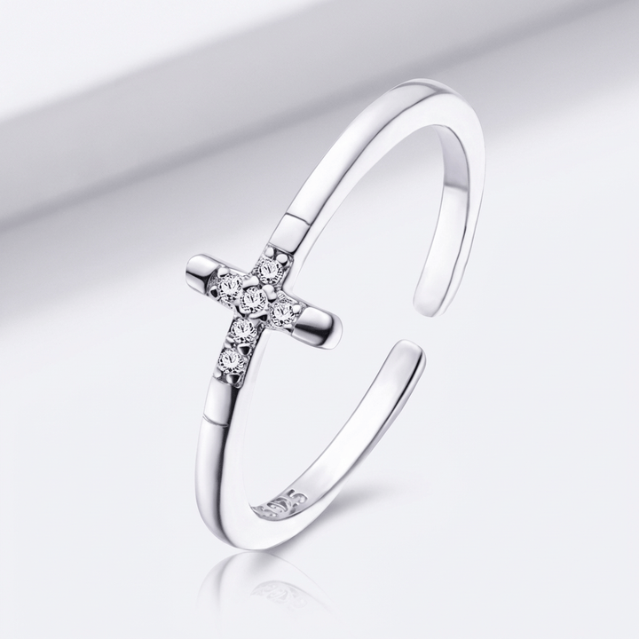 Adjustable Mini Diamond Cross Ring