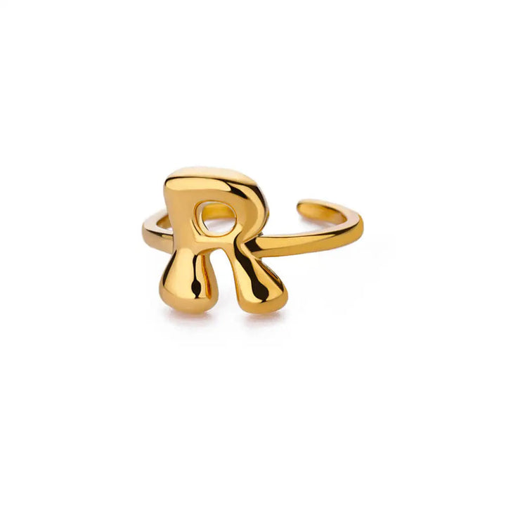 Adjustable Gold Bubble Letter Ring