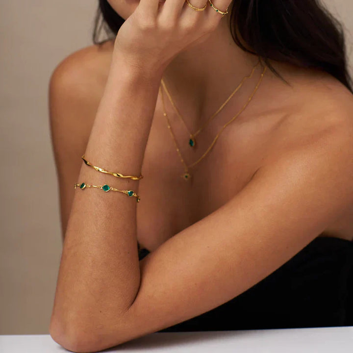 Stunning Gold Emerald Bracelet