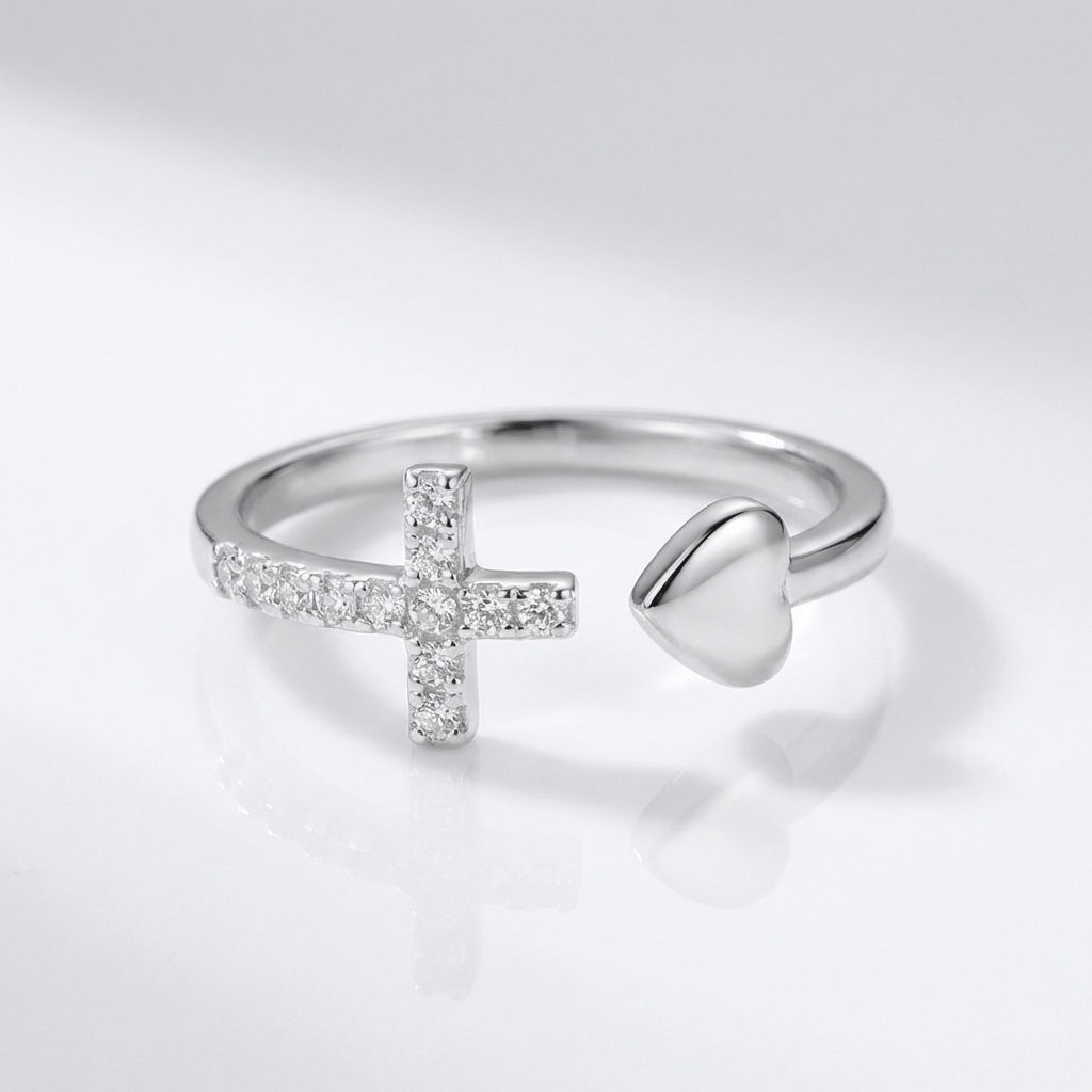 Silver Love Cross Ring