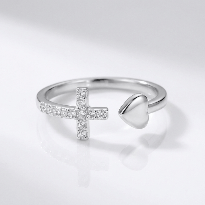 Silver Love Cross Ring