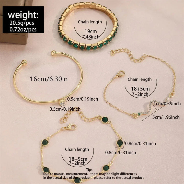 Elegant Emerald Bracelet Set