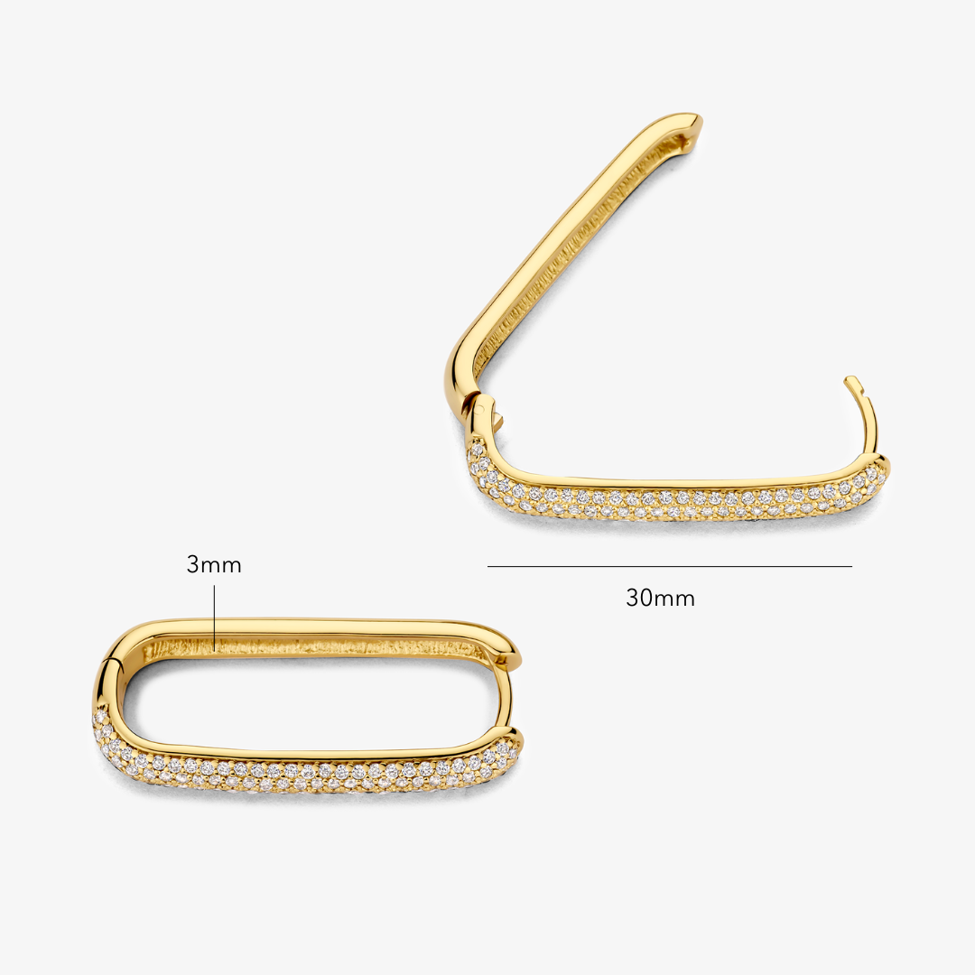 Gold Large Diamond Icon Hoop Earrings