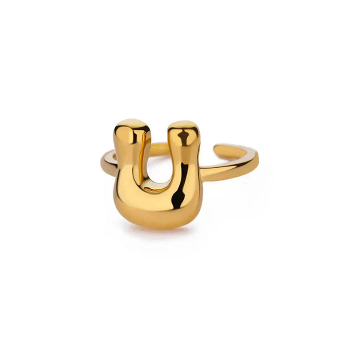 Adjustable Gold Bubble Letter Ring