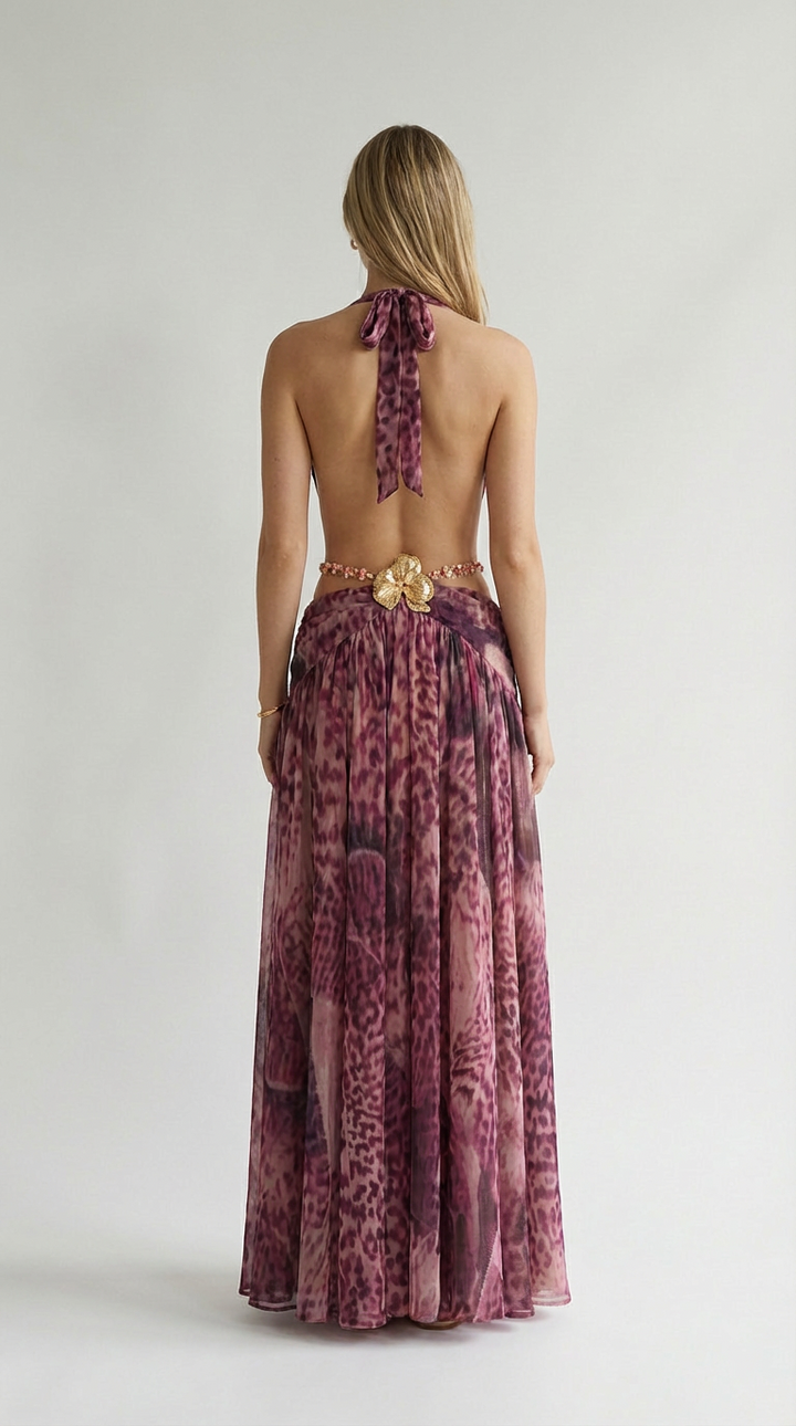 Serena Wild Halter Cut-Out Maxi Dress